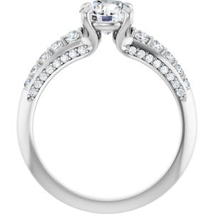 Rings 14K White  6.5 mm Round Engagement Ring Mounting