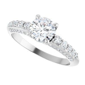 Rings 14K White  6 mm Round Engagement Ring Mounting