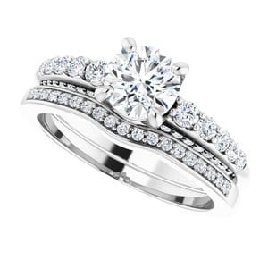 Rings 14K White  6 mm Round Engagement Ring Mounting