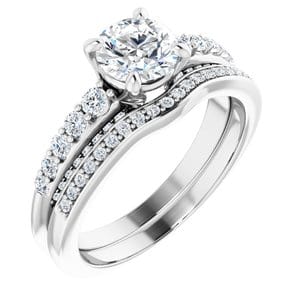 Rings 14K White  6 mm Round Engagement Ring Mounting