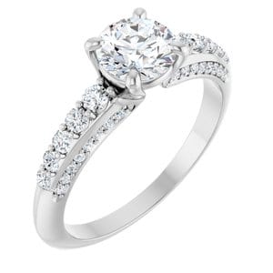 Rings 14K White  6 mm Round Engagement Ring Mounting