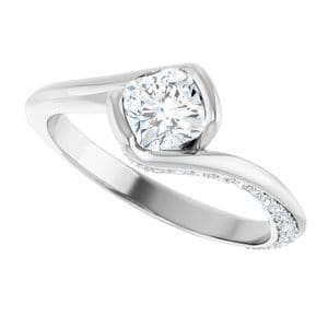 Rings Platinum 5x5 mm Cushion 1/4 CTW Natural Diamond Semi-Set Engagement Ring