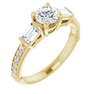 Rings 14K Yellow 5.2 mm Round Engagement Ring Mounting