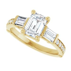 Rings 14K Yellow 7x5 mm Emerald Engagement Ring Mounting
