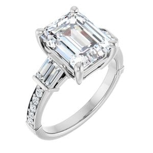 Rings 14K X1 White 10x8 mm Emerald Engagement Ring Mounting