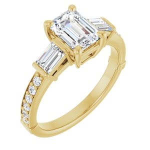 Rings 14K Yellow 7x5 mm Emerald Engagement Ring Mounting
