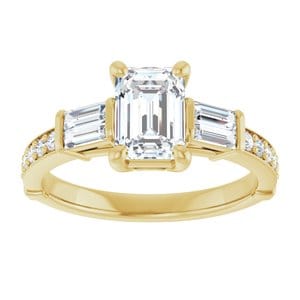 Rings 14K Yellow 7x5 mm Emerald Engagement Ring Mounting