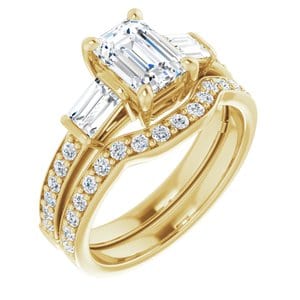 Rings 14K Yellow 7x5 mm Emerald Engagement Ring Mounting