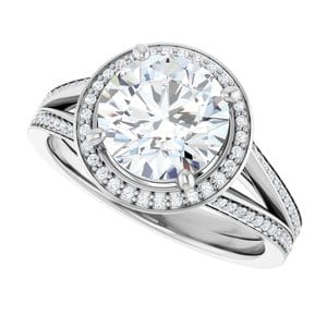Rings 14K White 8.2 mm Round Engagement Ring Mounting