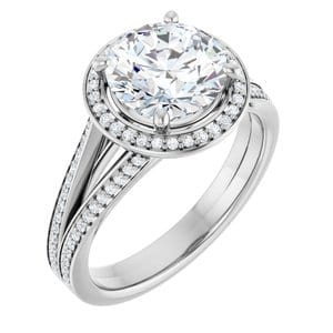 Rings 14K White 8.2 mm Round Engagement Ring Mounting