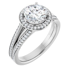 Rings 14K White 7 mm Round Engagement Ring Mounting