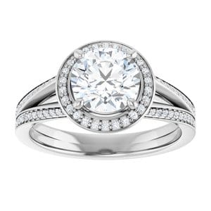 Rings 14K White 7 mm Round Engagement Ring Mounting