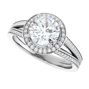 Rings 14K White 7 mm Round Engagement Ring Mounting