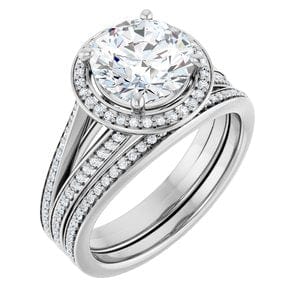 Rings 14K White 8.2 mm Round Engagement Ring Mounting