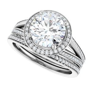 Rings 14K White 8.2 mm Round Engagement Ring Mounting
