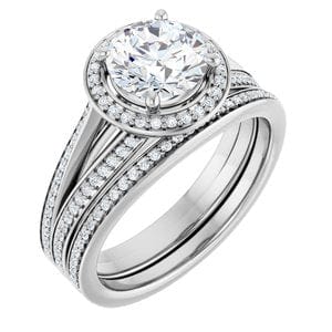 Rings 14K White 7 mm Round Engagement Ring Mounting