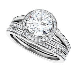 Rings 14K White 7 mm Round Engagement Ring Mounting