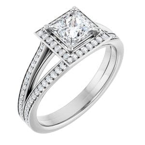 Rings 14K White 5 mm Square Engagement Ring Mounting