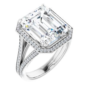 Rings 14K White 12x10 mm Emerald Engagement Ring Mounting