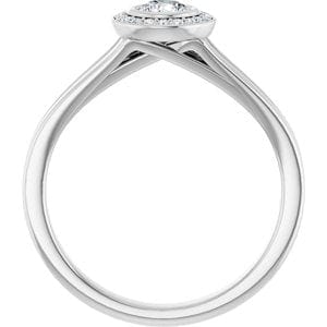Rings 14K White 4.1 mm Round Bezel-Set Halo-Style Engagement Ring Mounting