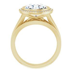 Rings 14K Yellow 12x10 mm Oval Bezel-Set Halo-Style Engagement Ring Mounting