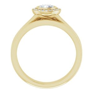 Rings 14K Yellow 4.8 mm Round Bezel-Set Halo-Style Engagement Ring Mounting