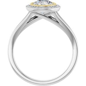 Rings 14K White & Yellow 6.5 mm Round .07 CTW Natural Diamond Semi-Set Engagement Ring