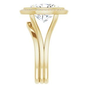 Rings 14K Yellow 12x10 mm Oval Bezel-Set Halo-Style Engagement Ring Mounting