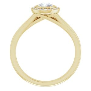 Rings 14K Yellow 4.8 mm Round Bezel-Set Halo-Style Engagement Ring Mounting