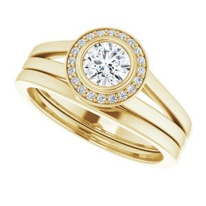Rings 14K Yellow 4.8 mm Round Bezel-Set Halo-Style Engagement Ring Mounting