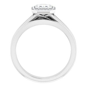 Rings 14K White 6x4 mm Emerald Bezel-Set Halo-Style Engagement Ring Mounting