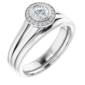 Rings 14K White 4.1 mm Round Bezel-Set Halo-Style Engagement Ring Mounting