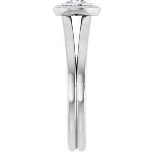 Rings 14K White 4.1 mm Round Bezel-Set Halo-Style Engagement Ring Mounting