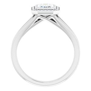 Rings 14K White 7x5 mm Emerald Bezel-Set Halo-Style Engagement Ring Mounting