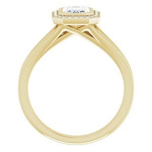 Rings 14K Yellow 7x5 mm Emerald Bezel-Set Halo-Style Engagement Ring Mounting