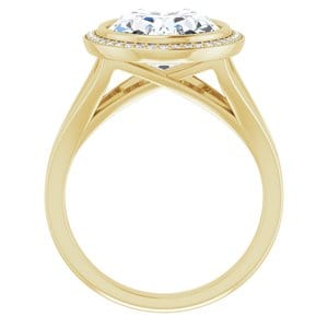 Rings 14K Yellow 12x10 mm Oval Bezel-Set Halo-Style Engagement Ring Mounting