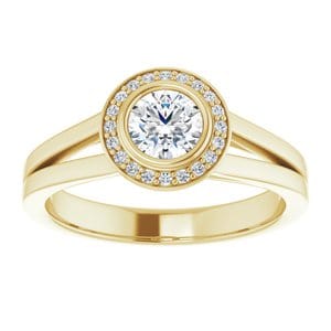 Rings 14K Yellow 4.8 mm Round Bezel-Set Halo-Style Engagement Ring Mounting