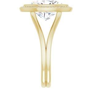 Rings 14K Yellow 12x10 mm Oval Bezel-Set Halo-Style Engagement Ring Mounting
