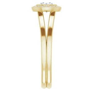 Rings 14K Yellow 4.8 mm Round Bezel-Set Halo-Style Engagement Ring Mounting