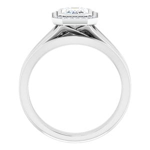 Rings 14K White 7x5 mm Emerald Bezel-Set Halo-Style Engagement Ring Mounting