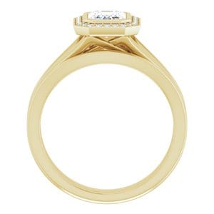 Rings 14K Yellow 7x5 mm Emerald Bezel-Set Halo-Style Engagement Ring Mounting