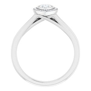 Rings 14K White 8x4 mm Marquise Bezel-Set Halo-Style Engagement Ring Mounting