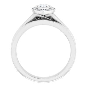 Rings 14K White 8x4 mm Marquise Bezel-Set Halo-Style Engagement Ring Mounting