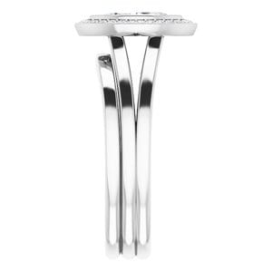 Rings 14K White 8x4 mm Marquise Bezel-Set Halo-Style Engagement Ring Mounting