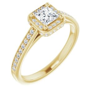 Rings 14K Yellow  4 mm Square Engagement Ring Mounting
