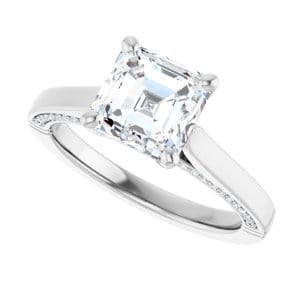 Rings Platinum  7 mm Asscher Engagement Ring Mounting