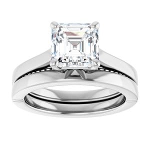 Rings Platinum  7 mm Asscher Engagement Ring Mounting