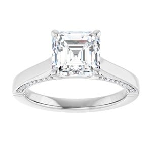 Rings Platinum  7 mm Asscher Engagement Ring Mounting