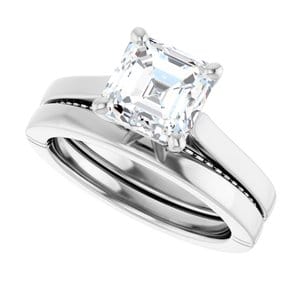 Rings Platinum  7 mm Asscher Engagement Ring Mounting