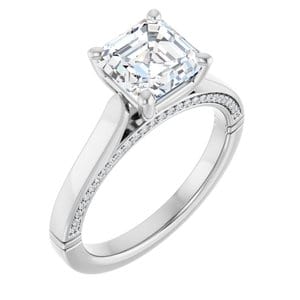 Rings Platinum  7 mm Asscher Engagement Ring Mounting